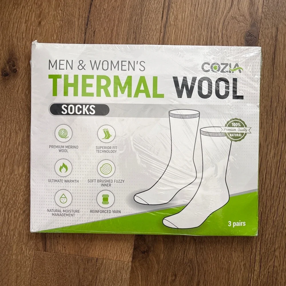 COZIA Merino Wool Thermal Socks 3 Pairs M-L Mens 10-13 Womens 11-14 New